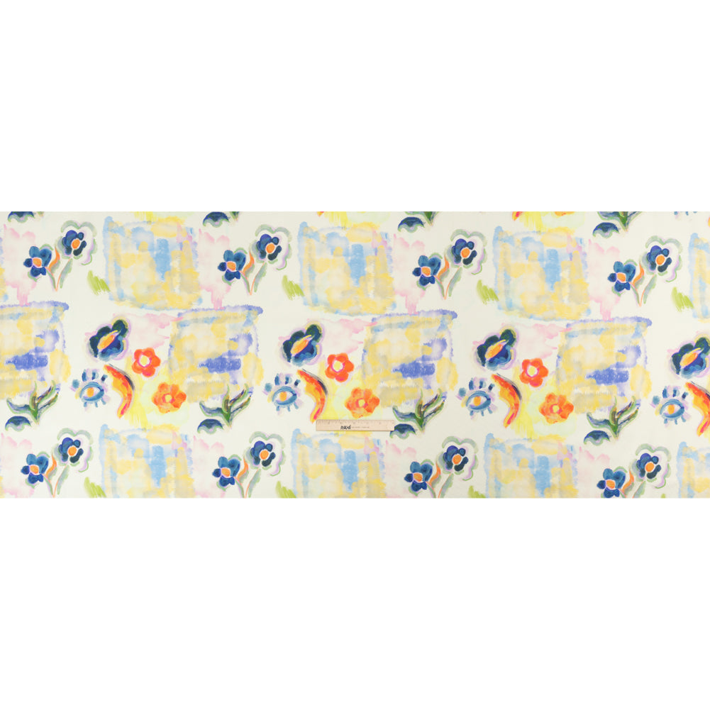 Stretch Cotton Canvas Print - White and Yellow Painterly Floral - Mood Exclusive Step One Full Stretch Cotton Canvas Print - White and Yellow Painterly Floral - Mood Exclusive Step One Full