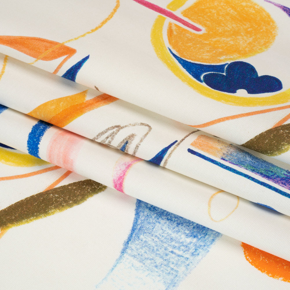 Stretch Cotton Canvas Print - White, Blue and Orange Abstract - Mood Exclusive Kandinsky Craze Folded Stretch Cotton Canvas Print - White, Blue and Orange Abstract - Mood Exclusive Kandinsky Craze Folded