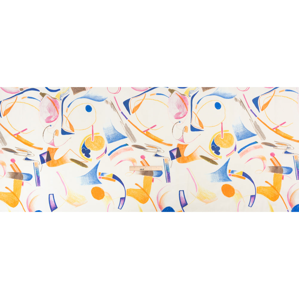 Stretch Cotton Canvas Print - White, Blue and Orange Abstract - Mood Exclusive Kandinsky Craze Full Stretch Cotton Canvas Print - White, Blue and Orange Abstract - Mood Exclusive Kandinsky Craze Full