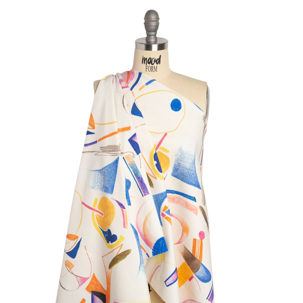Stretch Cotton Canvas Print - White, Blue and Orange Abstract - Mood Exclusive Kandinsky Craze Drape Stretch Cotton Canvas Print - White, Blue and Orange Abstract - Mood Exclusive Kandinsky Craze Drape