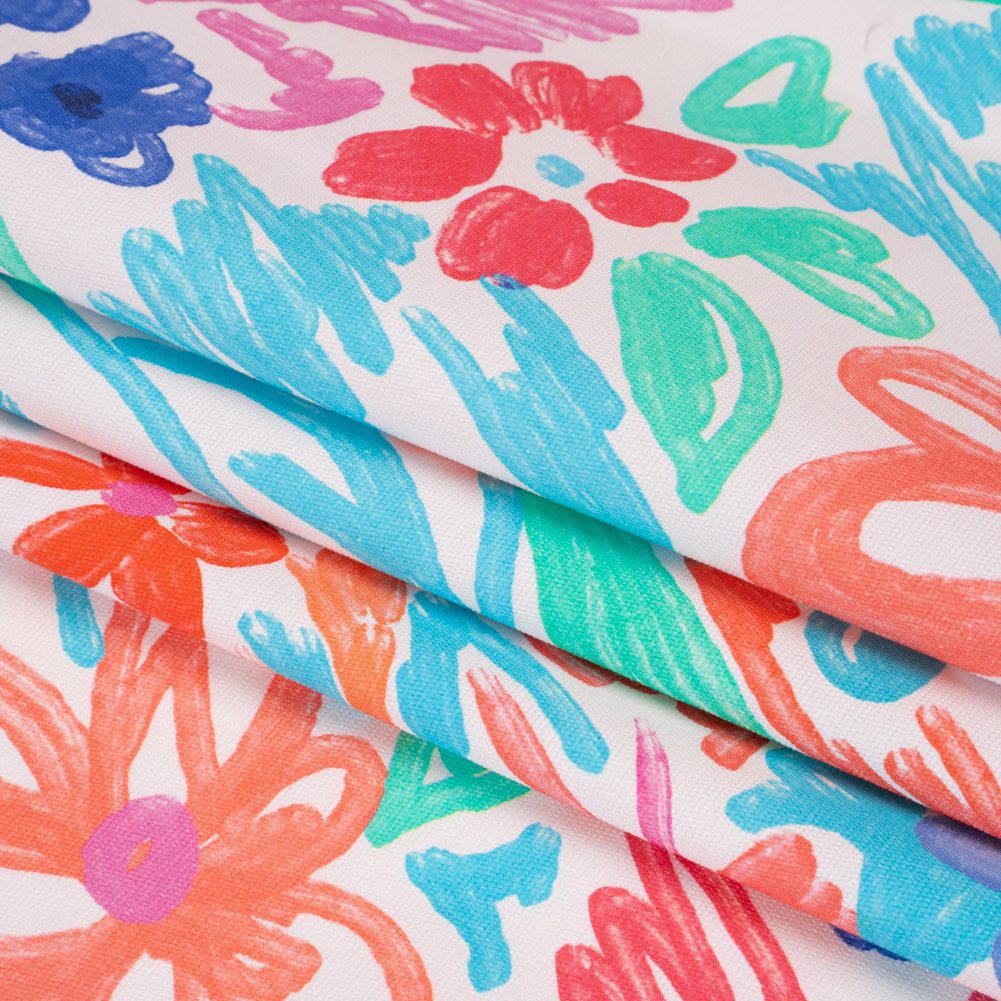 Stretch Cotton Canvas Print - Blue, Green and Pink Floral - Mood Exclusive Downright Dandy Folded Stretch Cotton Canvas Print - Blue, Green and Pink Floral - Mood Exclusive Downright Dandy Folded