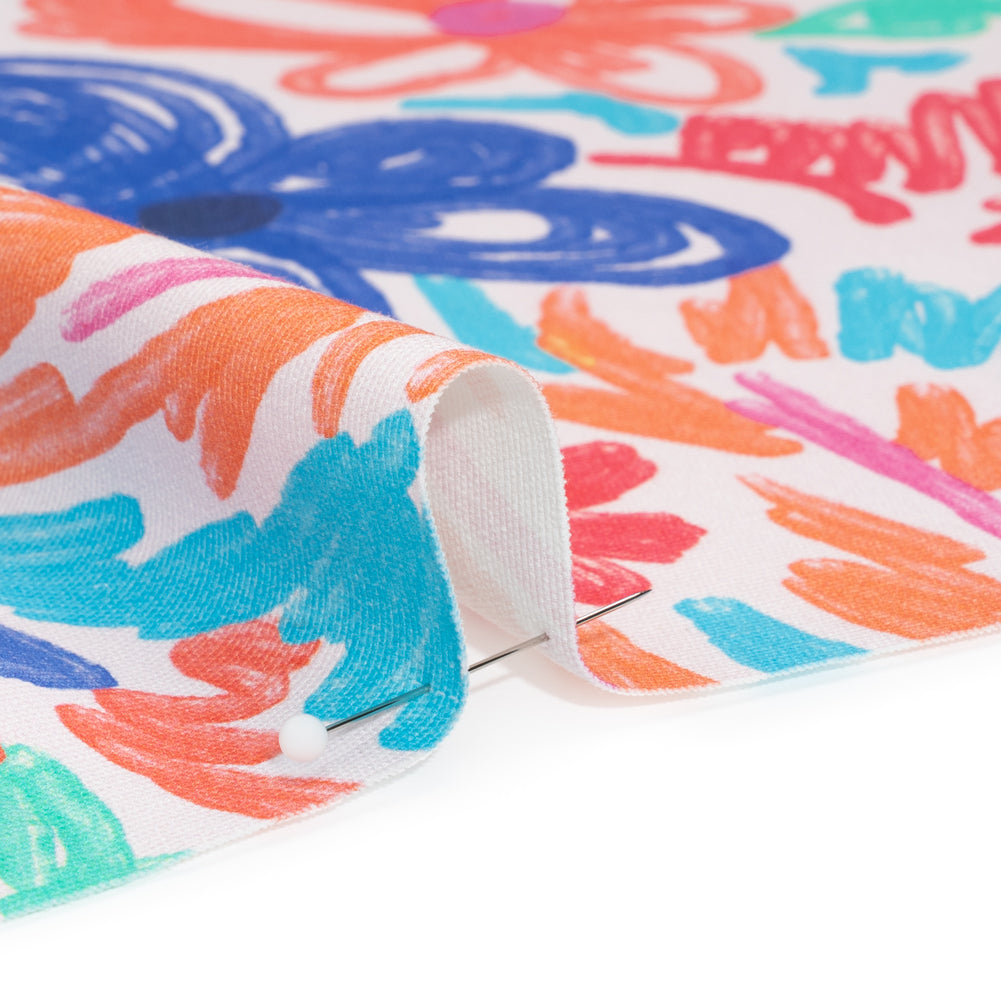 Stretch Cotton Canvas Print - Blue, Green and Pink Floral - Mood Exclusive Downright Dandy Detail Stretch Cotton Canvas Print - Blue, Green and Pink Floral - Mood Exclusive Downright Dandy Detail