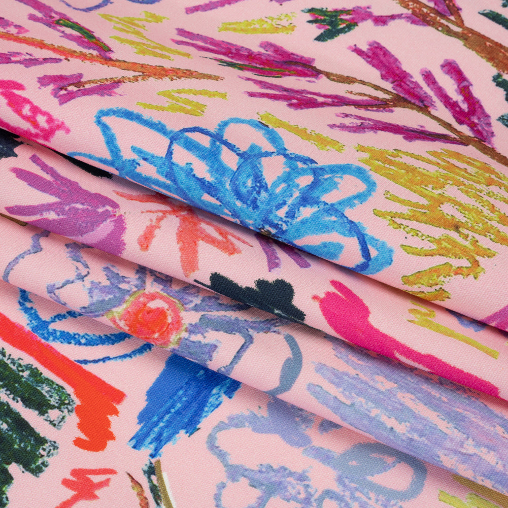 Stretch Cotton Canvas Print - Pink and Rainbow Crayon Flowers - Mood Exclusive Inner Child Folded Stretch Cotton Canvas Print - Pink and Rainbow Crayon Flowers - Mood Exclusive Inner Child Folded