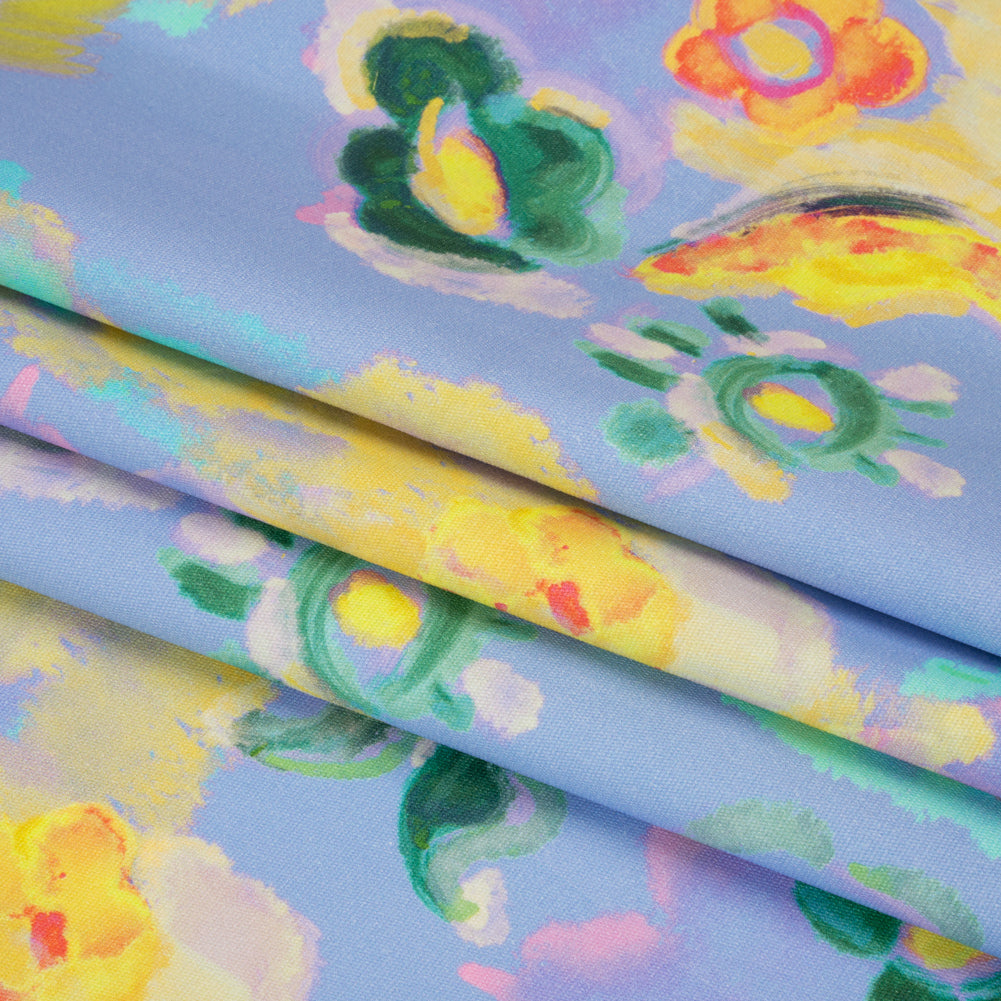 Stretch Cotton Canvas Print - Blue and Yellow Painterly Floral - Mood Exclusive Step One Folded Stretch Cotton Canvas Print - Blue and Yellow Painterly Floral - Mood Exclusive Step One Folded