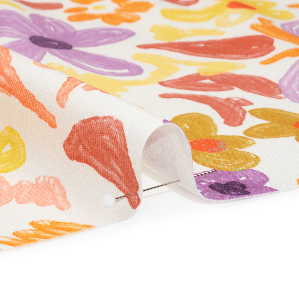 Stretch Cotton Canvas Print - Purple, Orange and Yellow Floral - Mood Exclusive Downright Dandy Detail Stretch Cotton Canvas Print - Purple, Orange and Yellow Floral - Mood Exclusive Downright Dandy Detail