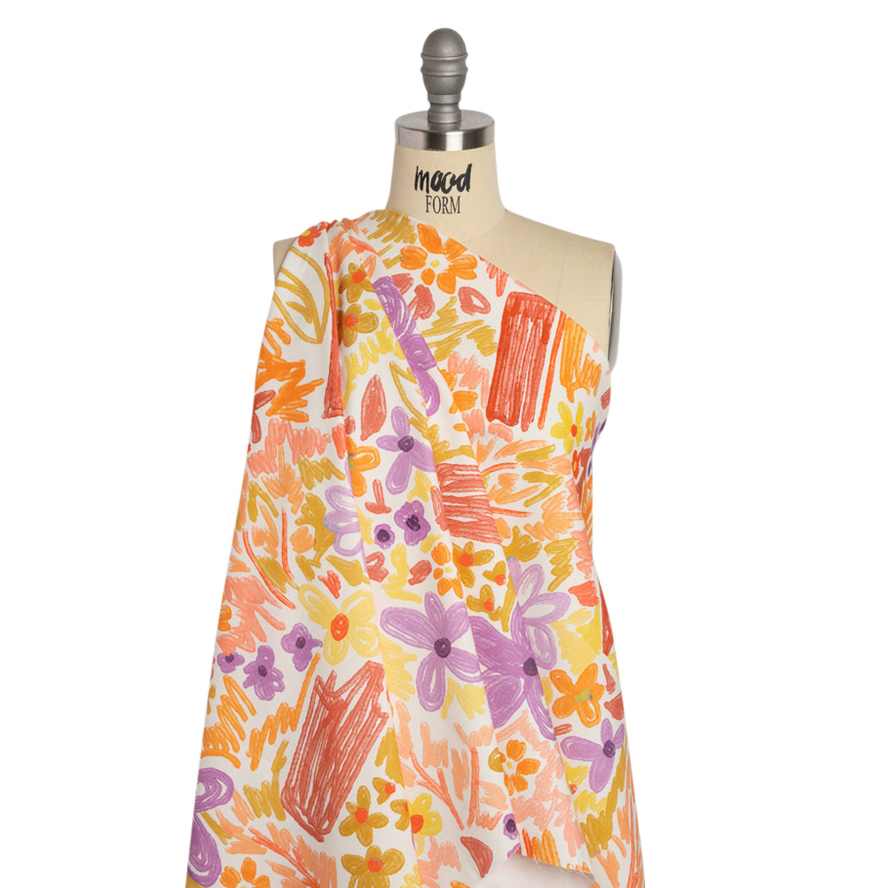 Stretch Cotton Canvas Print - Purple, Orange and Yellow Floral - Mood Exclusive Downright Dandy Drape Stretch Cotton Canvas Print - Purple, Orange and Yellow Floral - Mood Exclusive Downright Dandy Drape