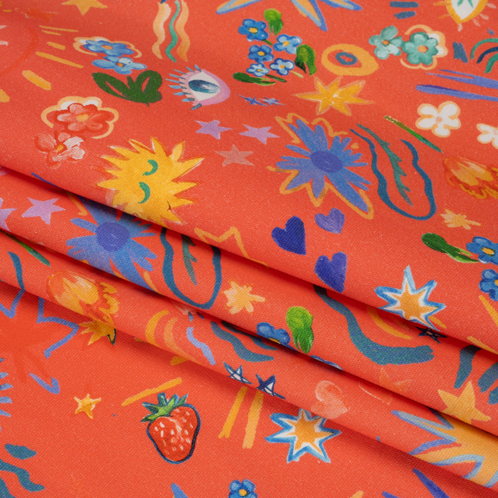 Stretch Cotton Canvas Print - Coral, Yellow and Blue Little Doodles - Mood Exclusive Skybrite Sights Folded Stretch Cotton Canvas Print - Coral, Yellow and Blue Little Doodles - Mood Exclusive Skybrite Sights Folded