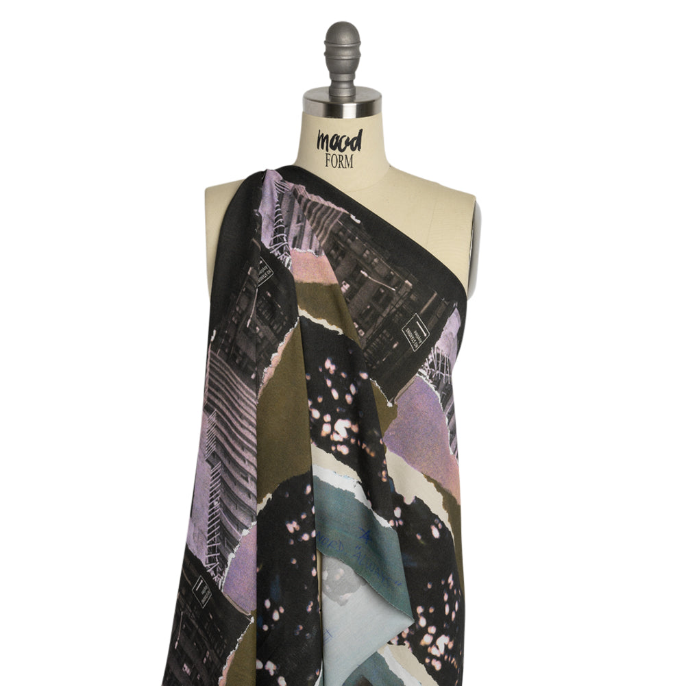 Sustainable Viscose Crepe Print - Dark Gray and Lavender Torn Photos Collage - Mood Exclusive What About Always Detail Sustainable Viscose Crepe Print - Dark Gray and Lavender Torn Photos Collage - Mood Exclusive What About Always Detail