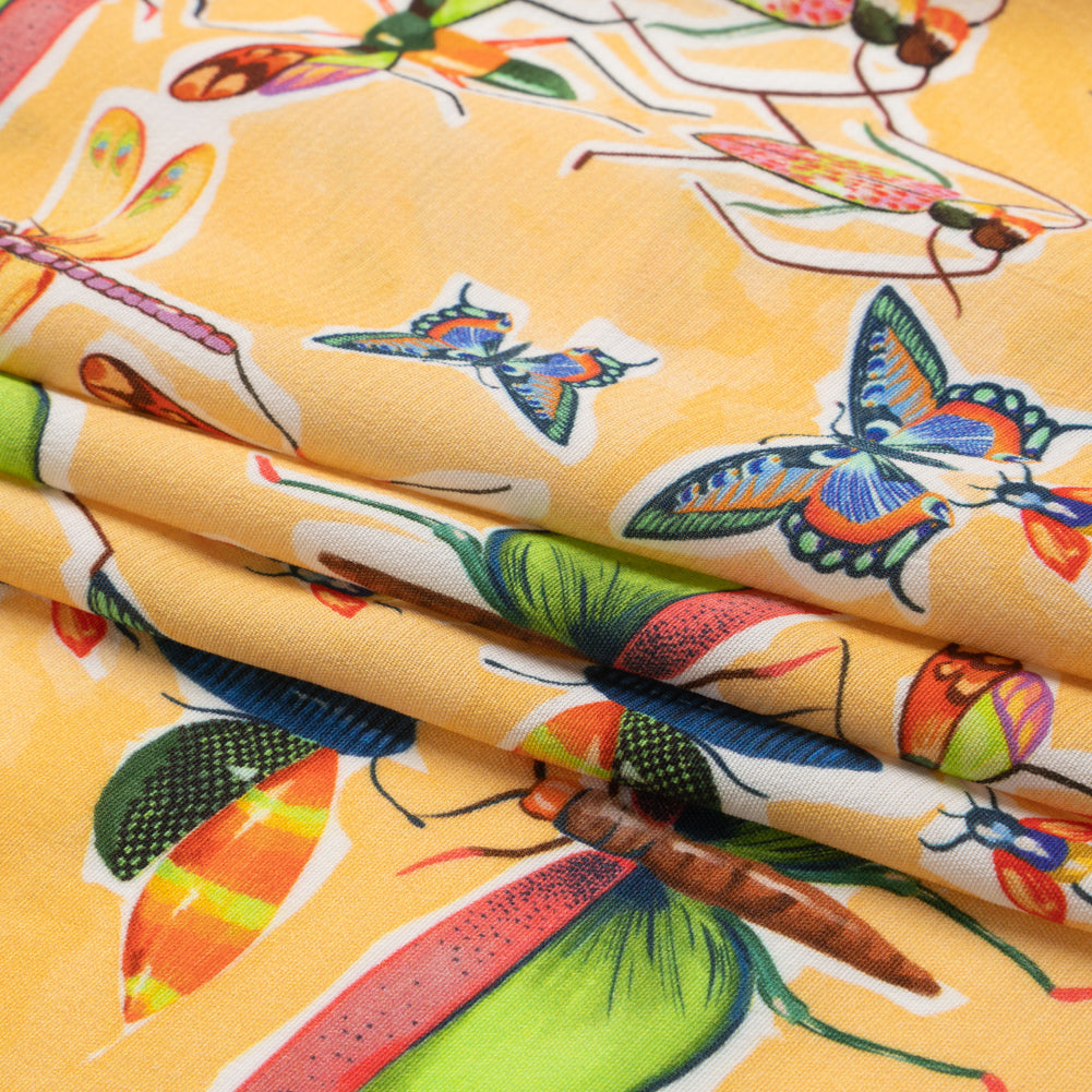 Sustainable Viscose Woven Print - Yellow and Rainbow Insects - Mood Exclusive Picnic Guests Folded Sustainable Viscose Woven Print - Yellow and Rainbow Insects - Mood Exclusive Picnic Guests Folded