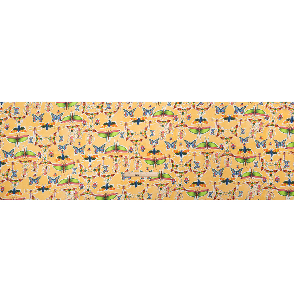Sustainable Viscose Woven Print - Yellow and Rainbow Insects - Mood Exclusive Picnic Guests Full Sustainable Viscose Woven Print - Yellow and Rainbow Insects - Mood Exclusive Picnic Guests Full