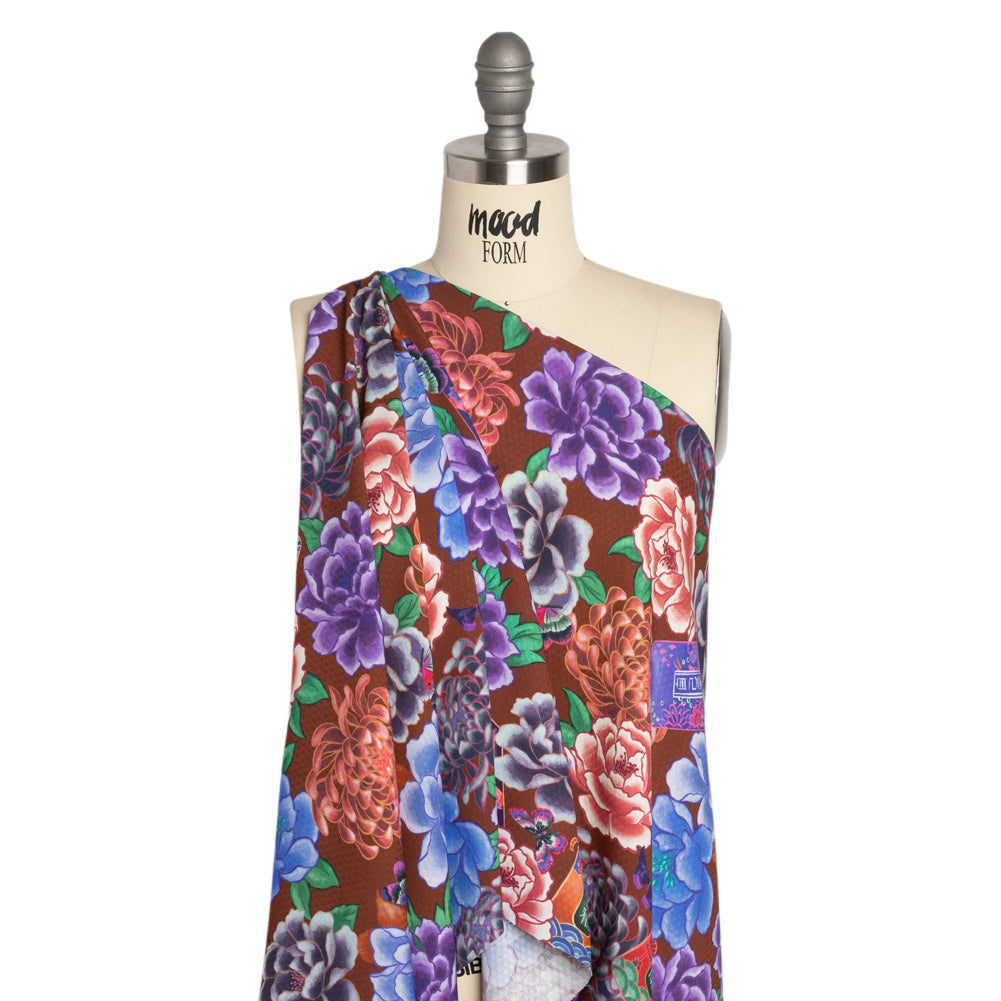 Sustainable Viscose Floral Jacquard Print - Purple, Blue and Pink Floral - Mood Exclusive Peaceful Forests Drape Sustainable Viscose Floral Jacquard Print - Purple, Blue and Pink Floral - Mood Exclusive Peaceful Forests Drape