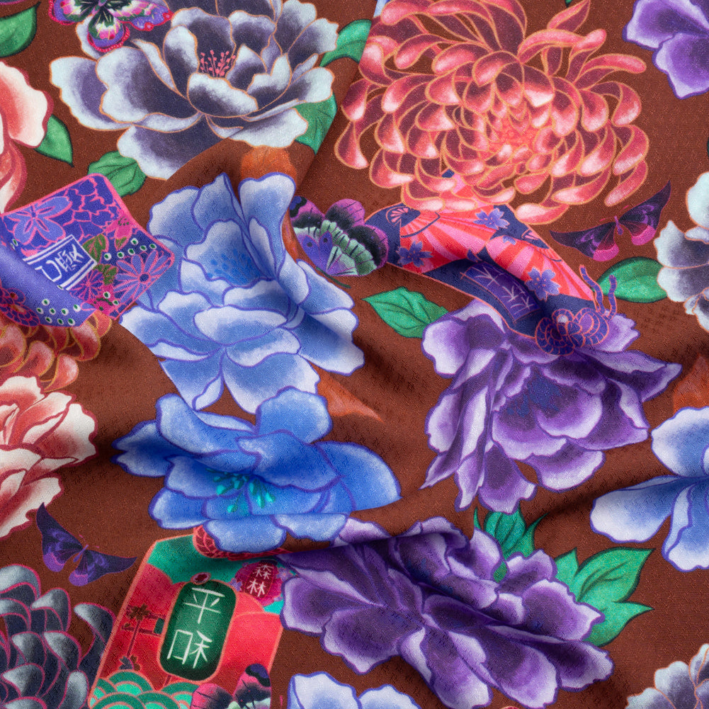 Sustainable Viscose Floral Jacquard Print - Purple, Blue and Pink Floral - Mood Exclusive Peaceful Forests Sustainable Viscose Floral Jacquard Print - Purple, Blue and Pink Floral - Mood Exclusive Peaceful Forests