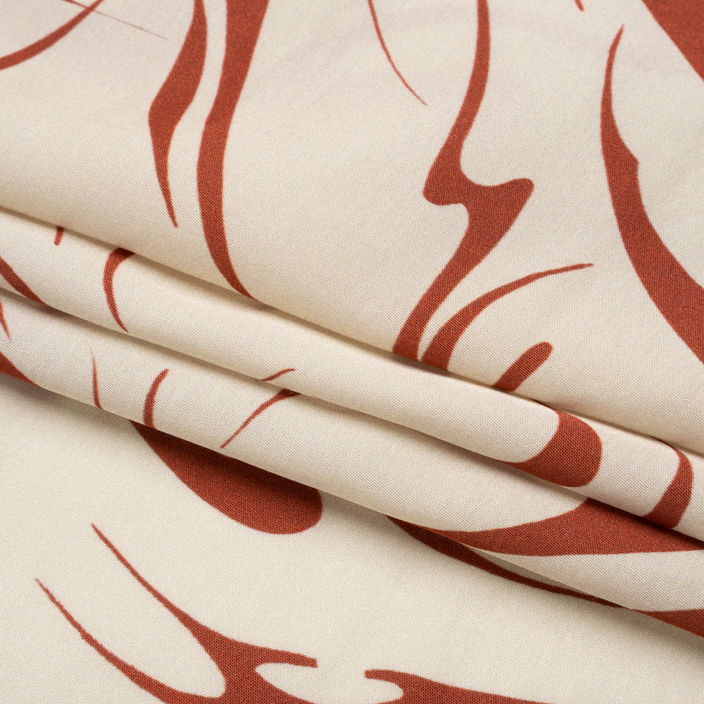 Sustainable and Recycled Viscose Satin Print - Red and Cream Swirls and Stars - Mood Exclusive Vincent's Hope Full Sustainable and Recycled Viscose Satin Print - Red and Cream Swirls and Stars - Mood Exclusive Vincent's Hope Full