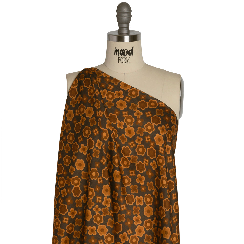 Mood Exclusive Brown Daisy Train Rayon Challis Detail Mood Exclusive Brown Daisy Train Rayon Challis Detail