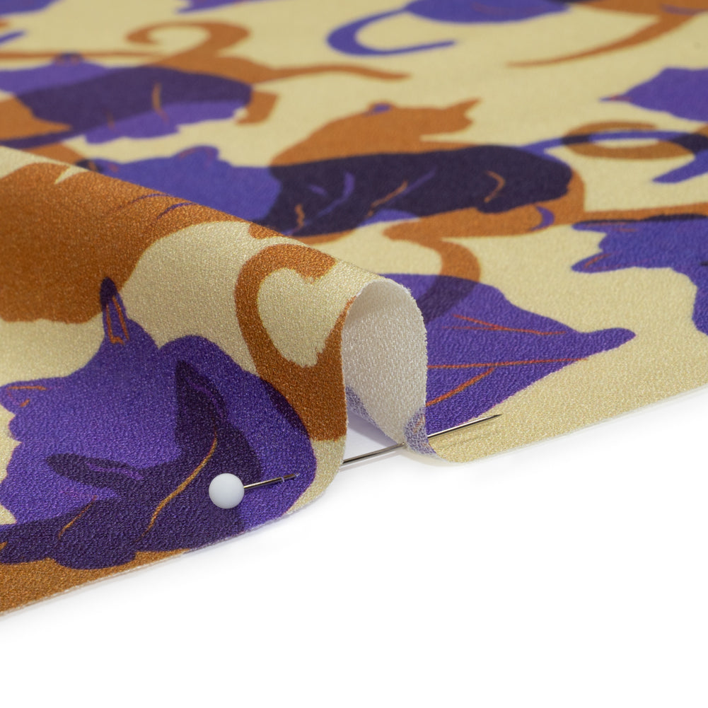 Mood Exclusive Purple Lazy Caturday Viscose Crepe Folded Mood Exclusive Purple Lazy Caturday Viscose Crepe Folded