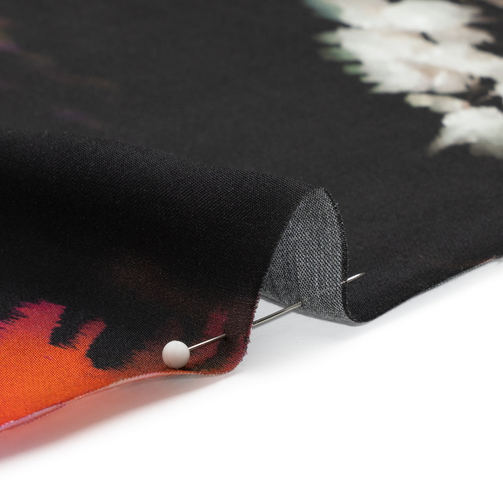 Sustainable and Recycled Viscose Satin Print - Purple, Red and Black Abstract Floral - Mood Exclusive Forest of Colors Folded Sustainable and Recycled Viscose Satin Print - Purple, Red and Black Abstract Floral - Mood Exclusive Forest of Colors Folded