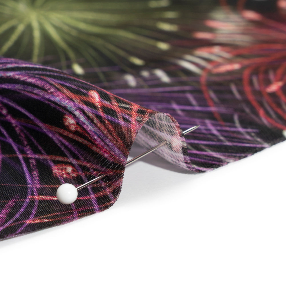 Sustainable and Recycled Viscose Satin Print - Purple, Red and Green Fireworks - Mood Exclusive Twilight's Last Gleaming Folded Sustainable and Recycled Viscose Satin Print - Purple, Red and Green Fireworks - Mood Exclusive Twilight's Last Gleaming Folded