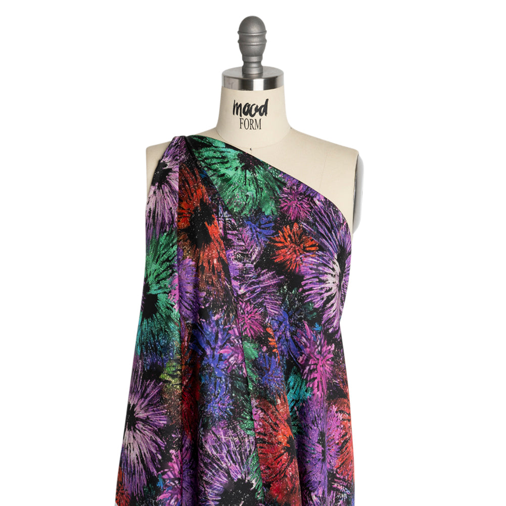 Sustainable and Recycled Viscose Satin Print - Rainbow Abstracted Floral - Mood Exclusive Bursting Gardens Detail Sustainable and Recycled Viscose Satin Print - Rainbow Abstracted Floral - Mood Exclusive Bursting Gardens Detail