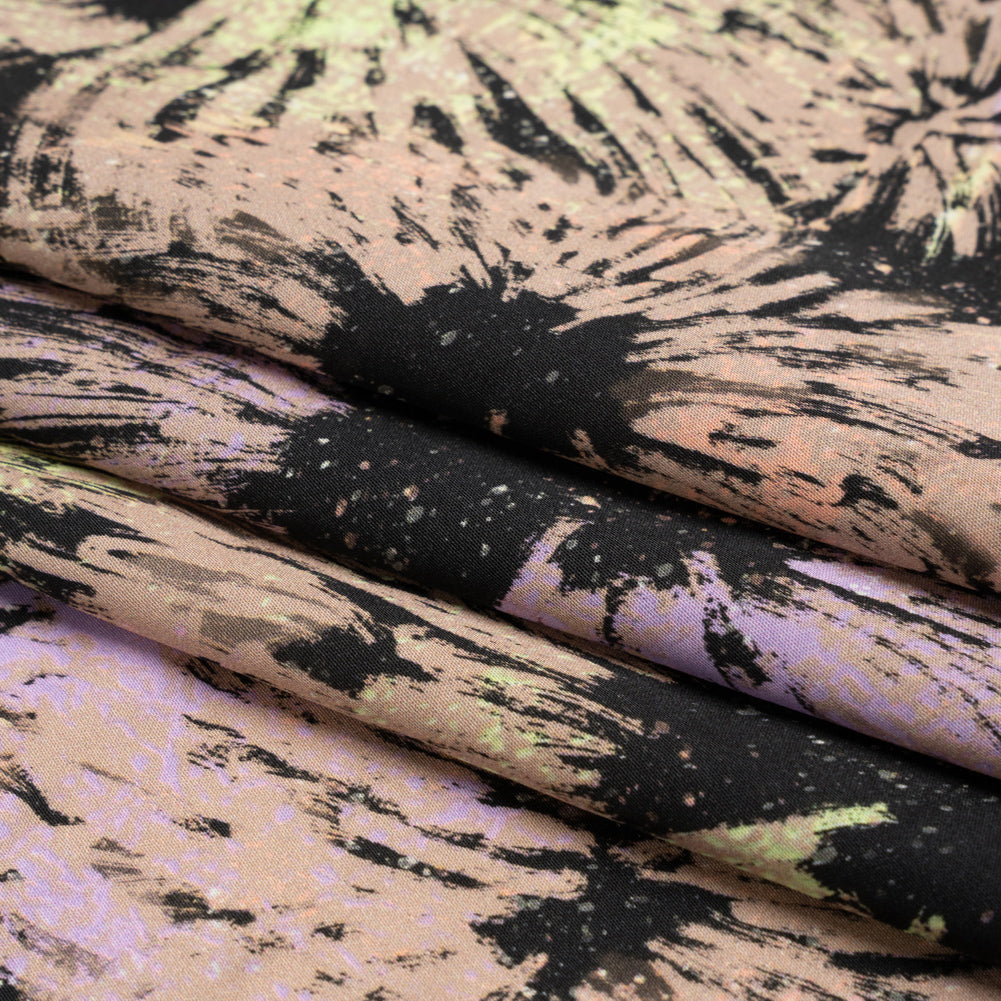 Sustainable and Recycled Viscose Satin Print - Taupe and Black Abstracted Floral - Mood Exclusive Bursting Gardens Full Sustainable and Recycled Viscose Satin Print - Taupe and Black Abstracted Floral - Mood Exclusive Bursting Gardens Full