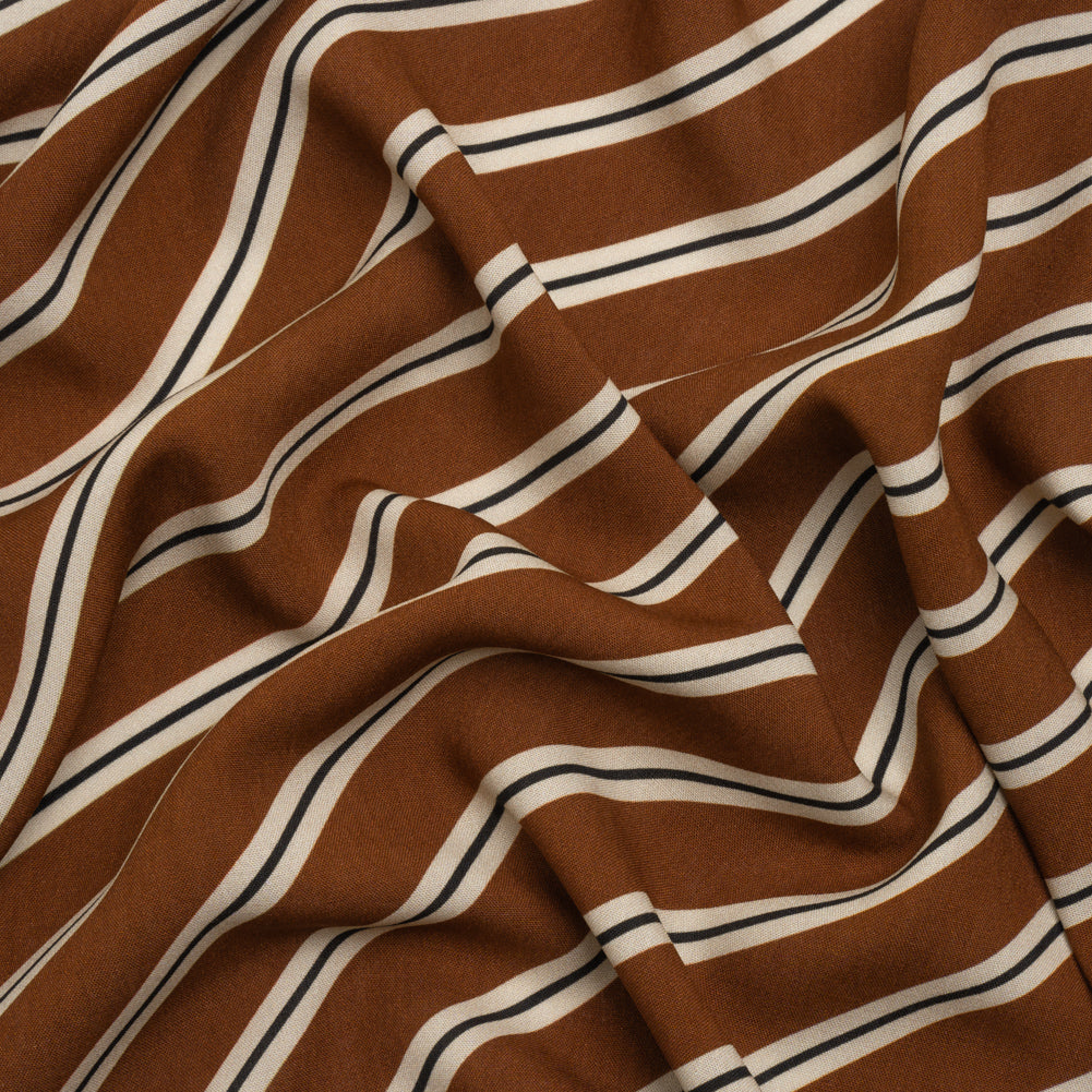 Mood Exclusive Brown Stripe Down Viscose Woven Mood Exclusive Brown Stripe Down Viscose Woven