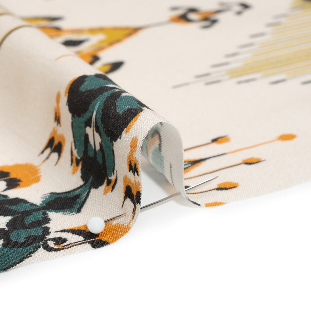Tencel Woven Print - Yellow, Teal and White Intricate Abstracts - Mood Exclusive Table Settings Detail Tencel Woven Print - Yellow, Teal and White Intricate Abstracts - Mood Exclusive Table Settings Detail