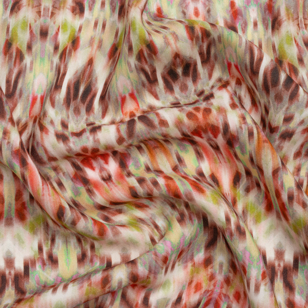Tencel Woven Print - Brown, Red and Lime Green Blurred Abstract - Mood Exclusive Powerfully Prismatic Tencel Woven Print - Brown, Red and Lime Green Blurred Abstract - Mood Exclusive Powerfully Prismatic