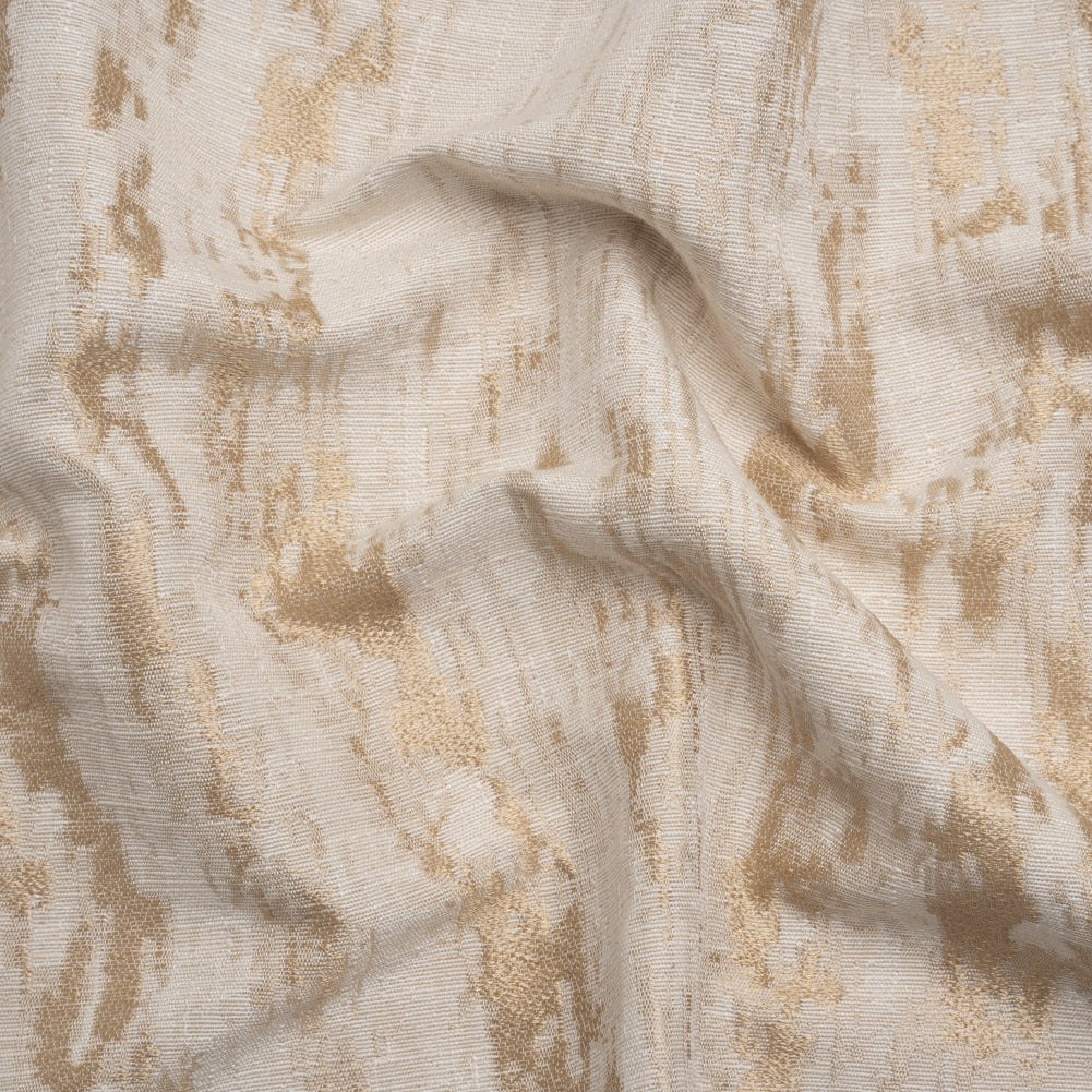 Ivory and Gold Abstract Viscose, Polyester and Linen Drapery Jacquard Ivory and Gold Abstract Viscose, Polyester and Linen Drapery Jacquard