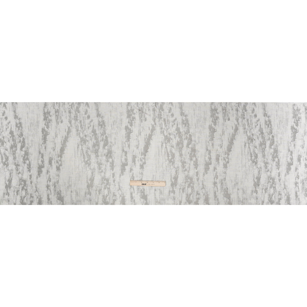 White and Silver Abstract Viscose, Polyester and Linen Drapery Jacquard Full White and Silver Abstract Viscose, Polyester and Linen Drapery Jacquard Full