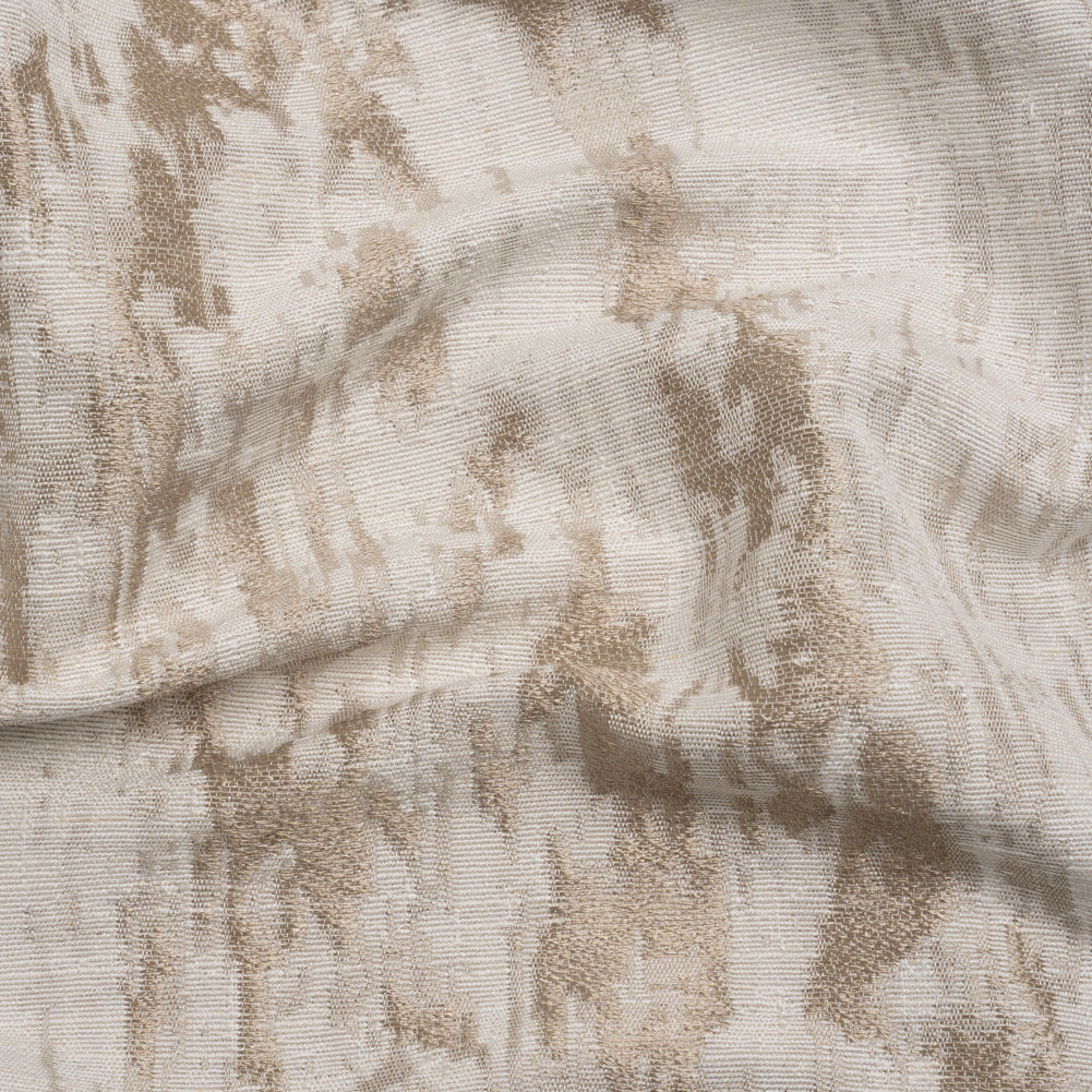 Ivory and Taupe Abstract Viscose, Polyester and Linen Drapery Jacquard Ivory and Taupe Abstract Viscose, Polyester and Linen Drapery Jacquard