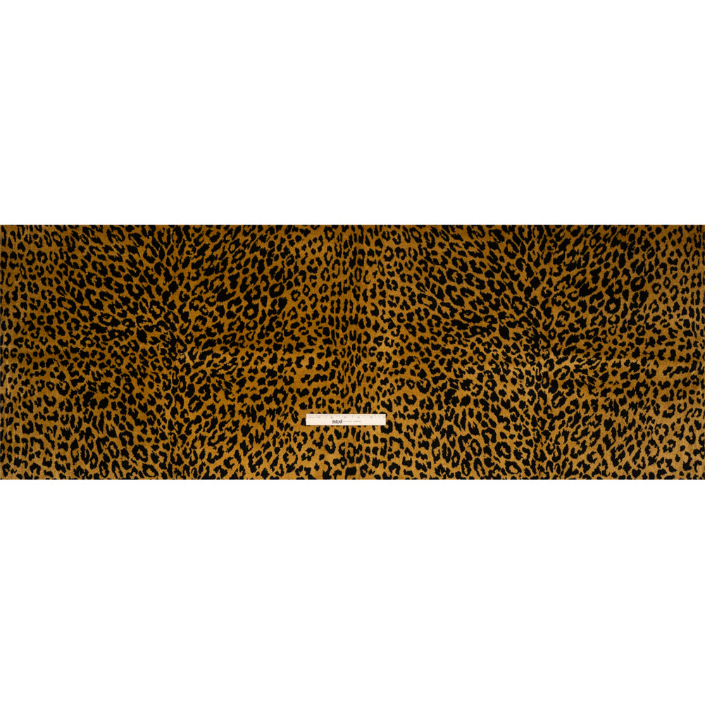 Gold and Black Leopard Spots Viscose and Polyester Upholstery Chenille Full Gold and Black Leopard Spots Viscose and Polyester Upholstery Chenille Full