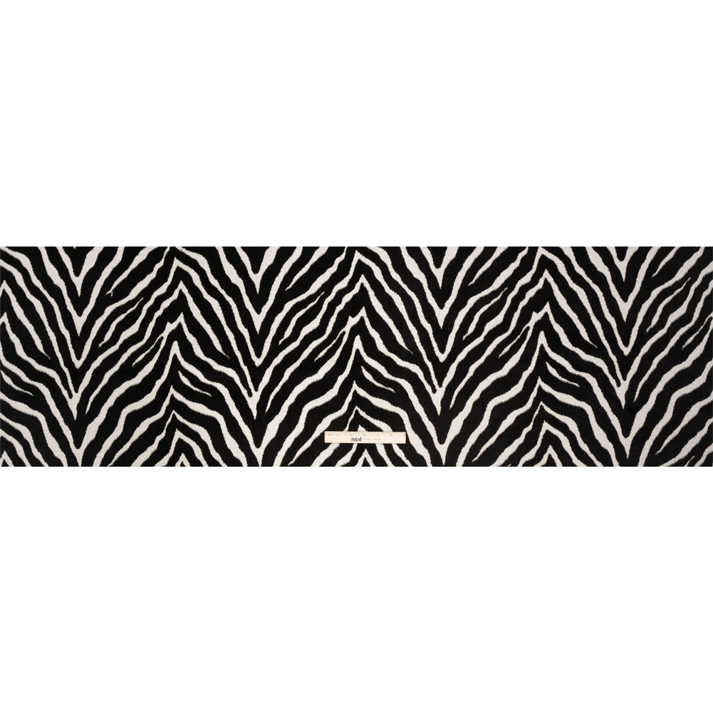 Black and Ivory Zebra Stripes Viscose and Polyester Chenille Upholstery Jacquard Full Black and Ivory Zebra Stripes Viscose and Polyester Chenille Upholstery Jacquard Full