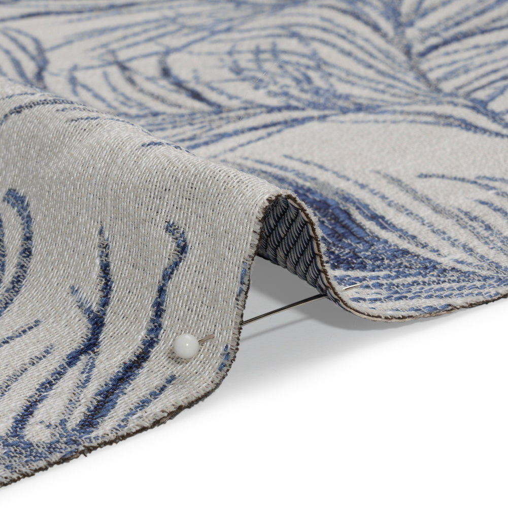Indigo Peacock Feathers Upholstery Jacquard Detail Indigo Peacock Feathers Upholstery Jacquard Detail