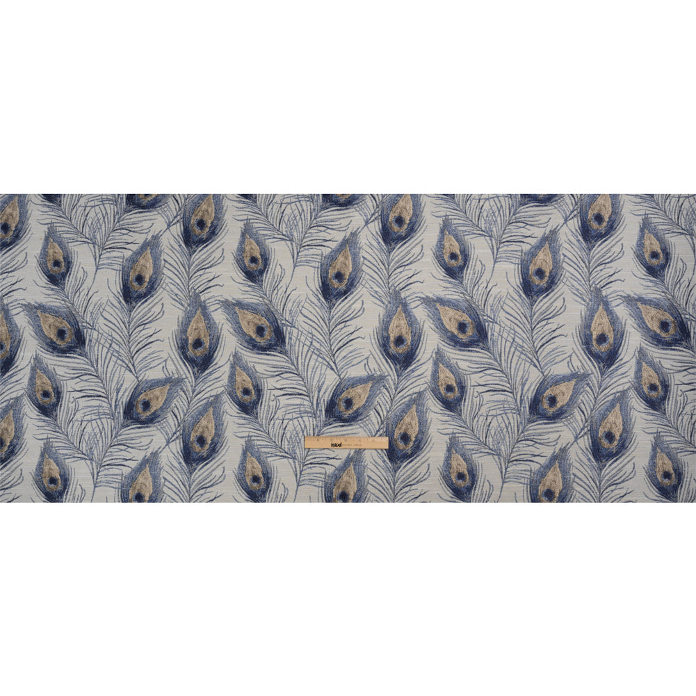 Indigo Peacock Feathers Upholstery Jacquard Full Indigo Peacock Feathers Upholstery Jacquard Full
