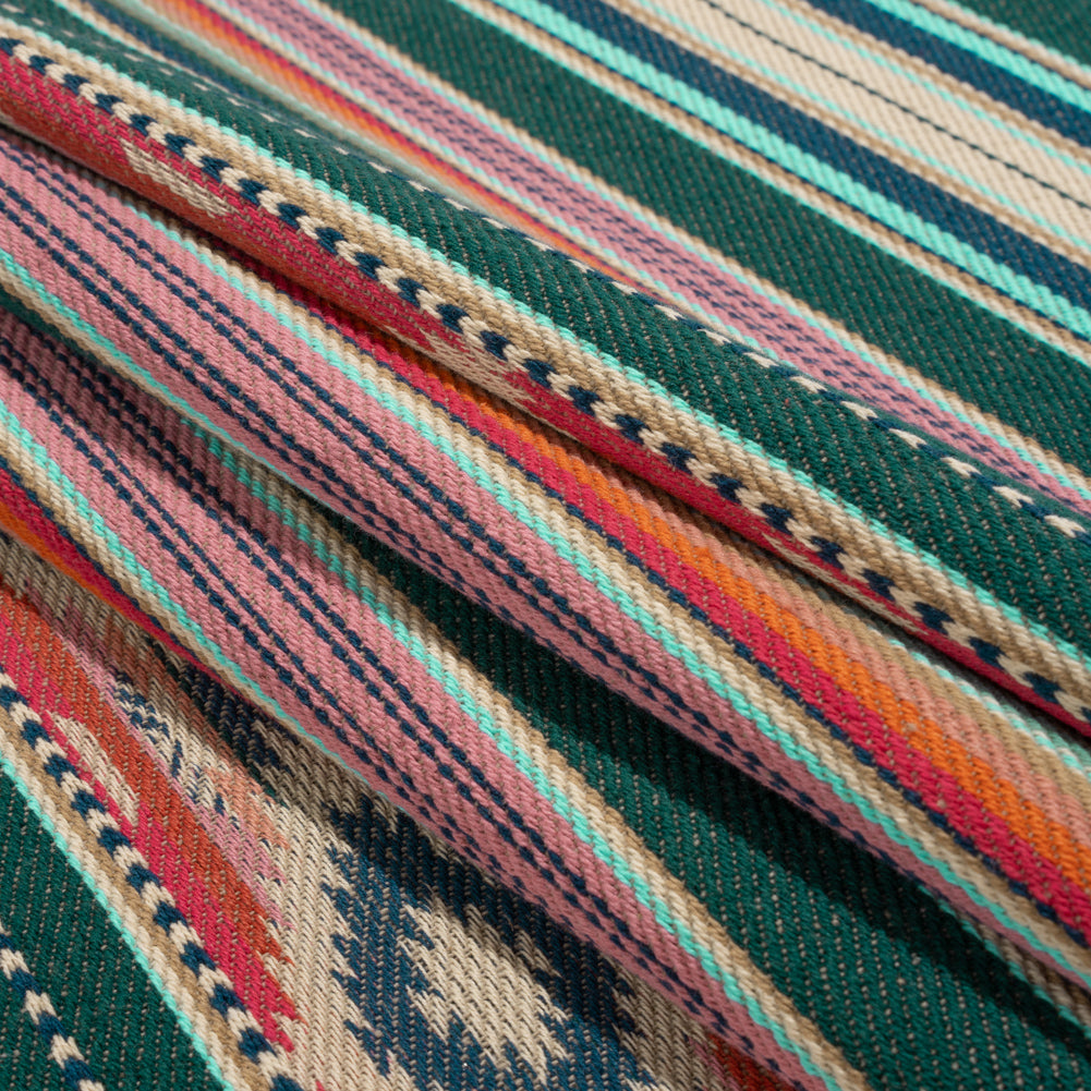 Arizona Teal Spiked Diamonds Southwestern Stripe Cotton Twill Arizona Teal Spiked Diamonds Southwestern Stripe Cotton Twill