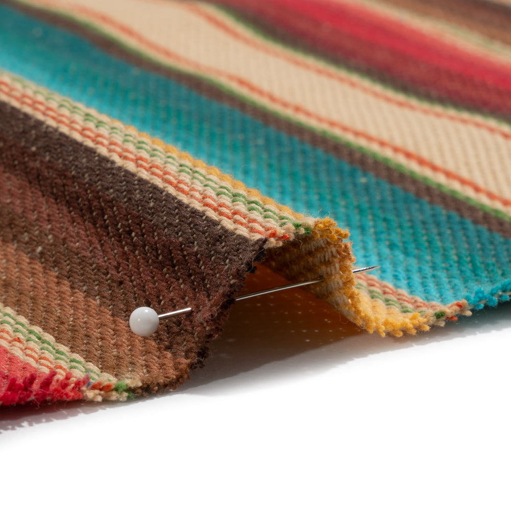 Arizona Red, Yellow Ochre and Turquoise Gradient Stripes Cotton Twill Arizona Red, Yellow Ochre and Turquoise Gradient Stripes Cotton Twill