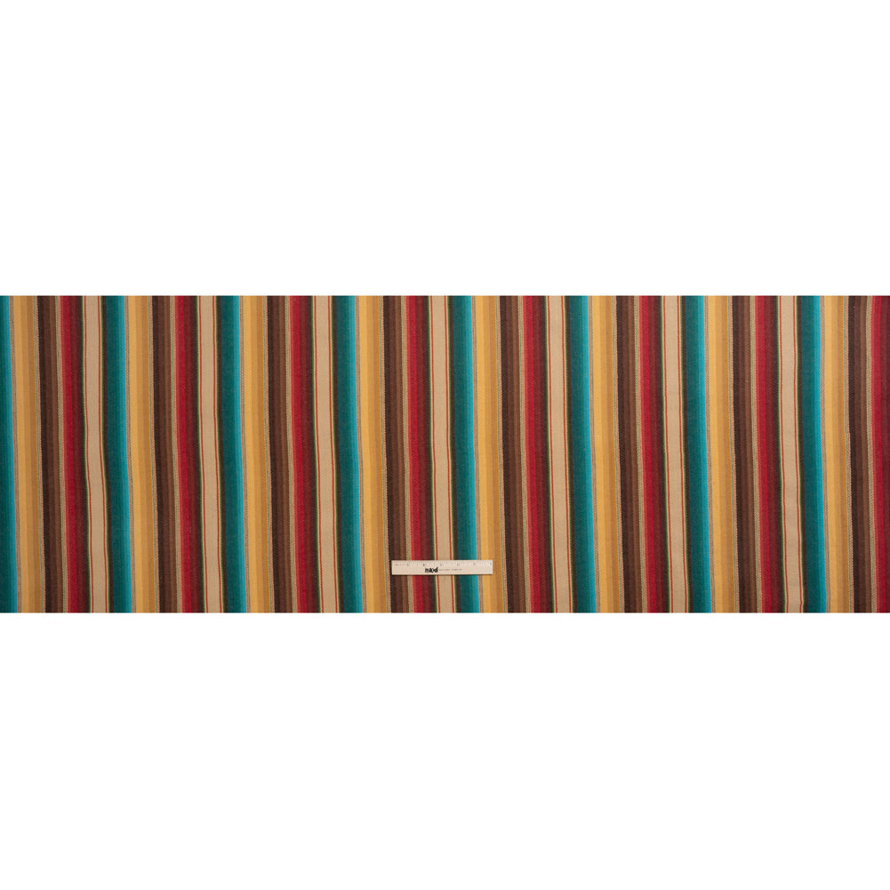 Arizona Red, Yellow Ochre and Turquoise Gradient Stripes Cotton Twill Arizona Red, Yellow Ochre and Turquoise Gradient Stripes Cotton Twill