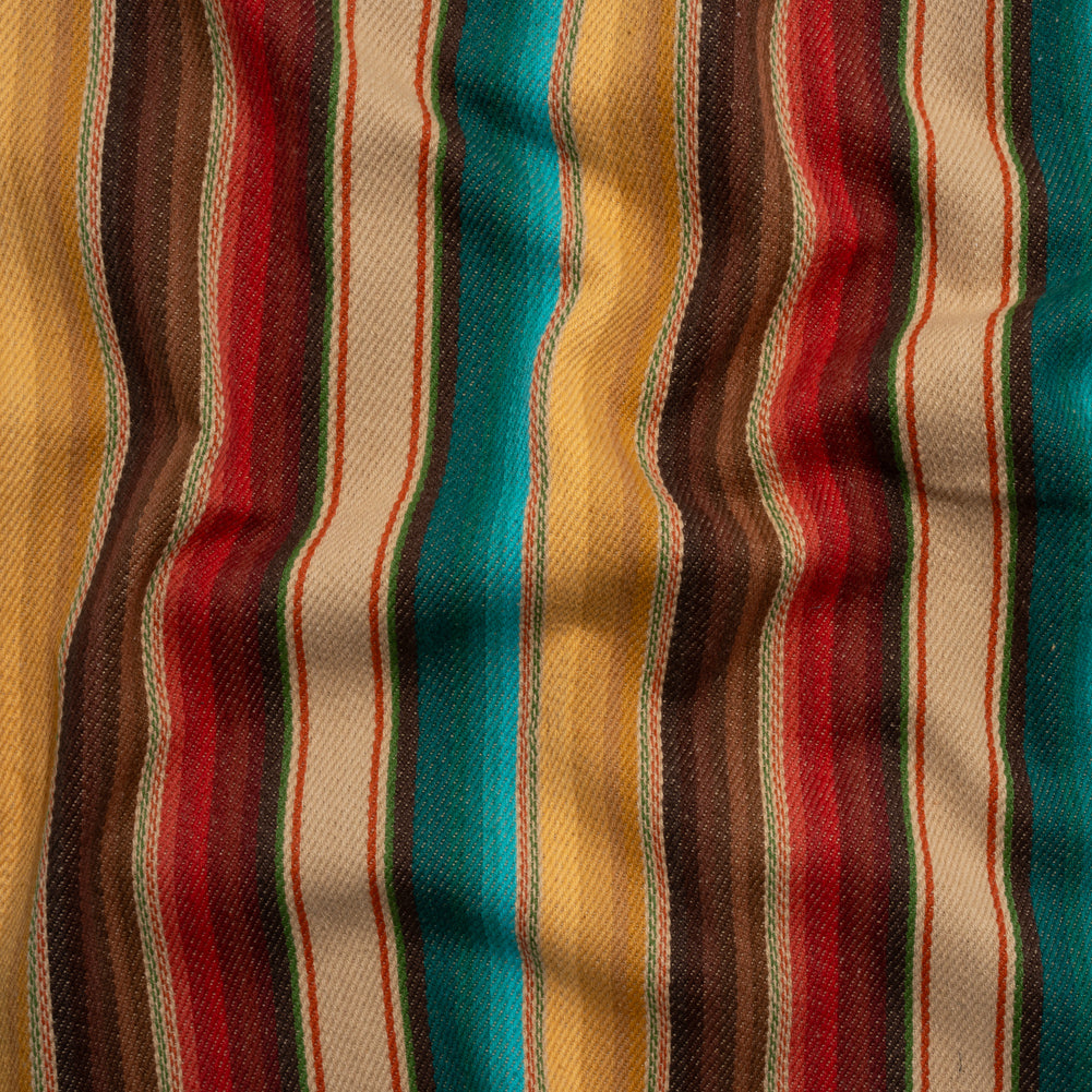 Arizona Red, Yellow Ochre and Turquoise Gradient Stripes Cotton Twill Arizona Red, Yellow Ochre and Turquoise Gradient Stripes Cotton Twill