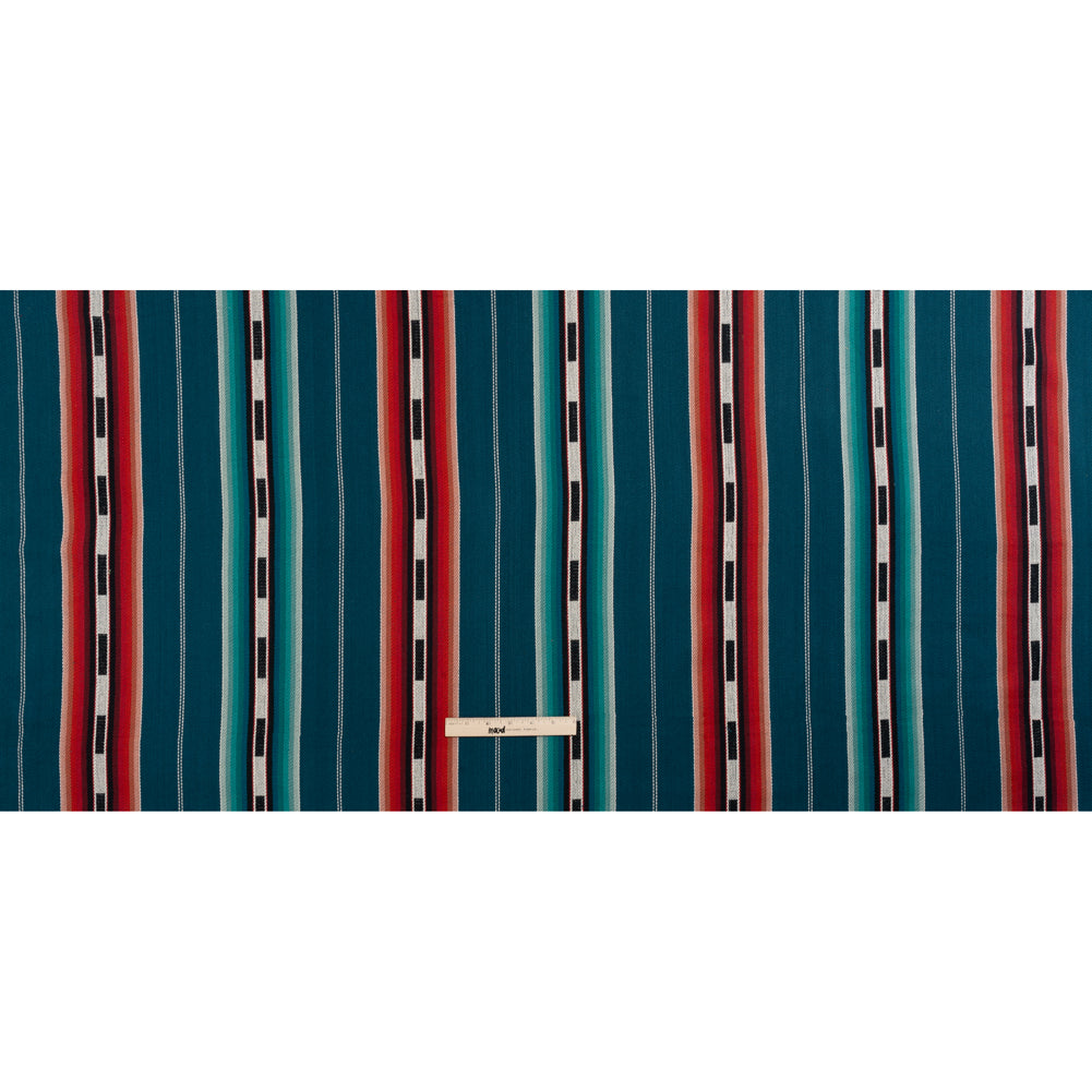 Arizona Navy, Turquoise and Red Vintage Southwestern Stripes Cotton Twill Arizona Navy, Turquoise and Red Vintage Southwestern Stripes Cotton Twill