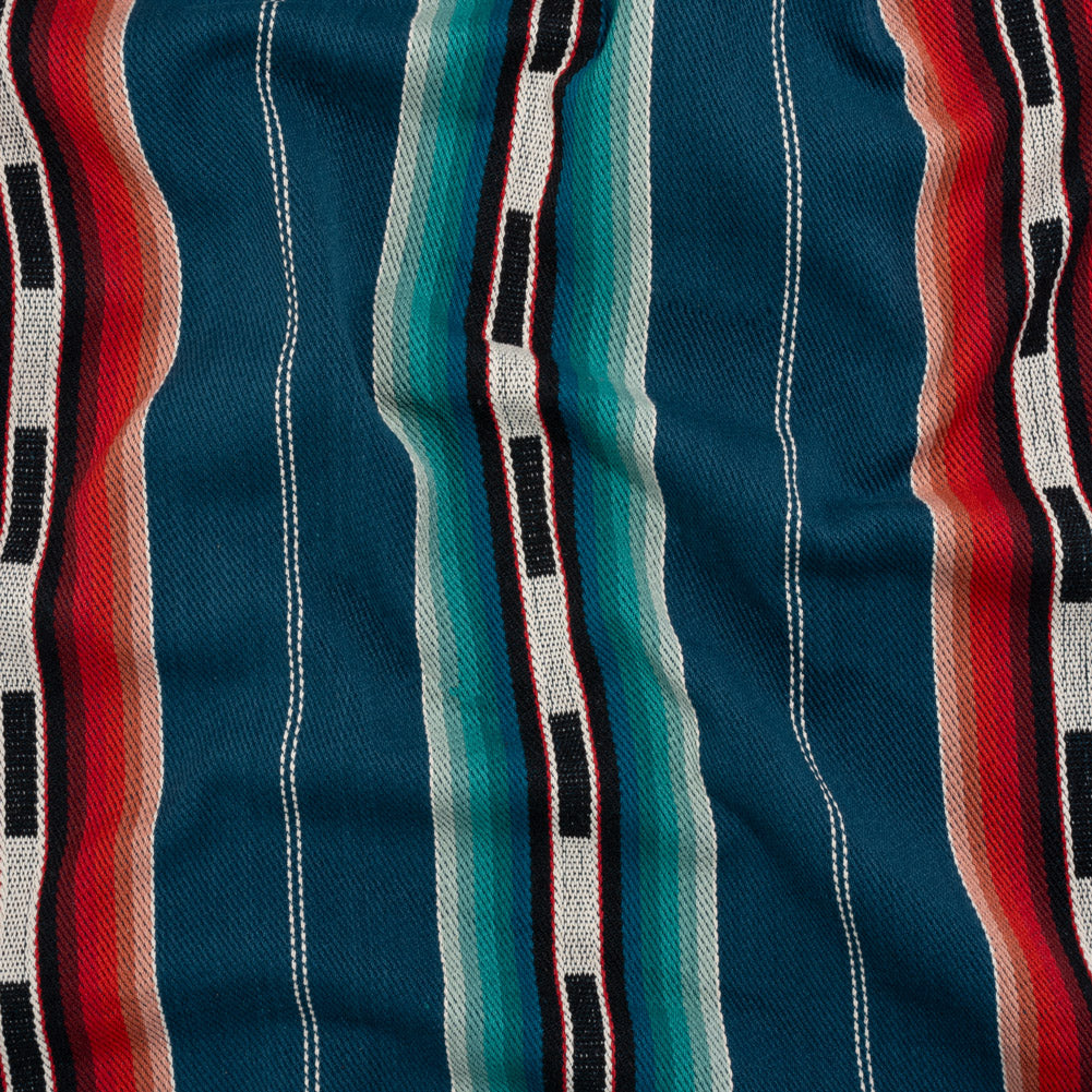 Arizona Navy, Turquoise and Red Vintage Southwestern Stripes Cotton Twill Arizona Navy, Turquoise and Red Vintage Southwestern Stripes Cotton Twill