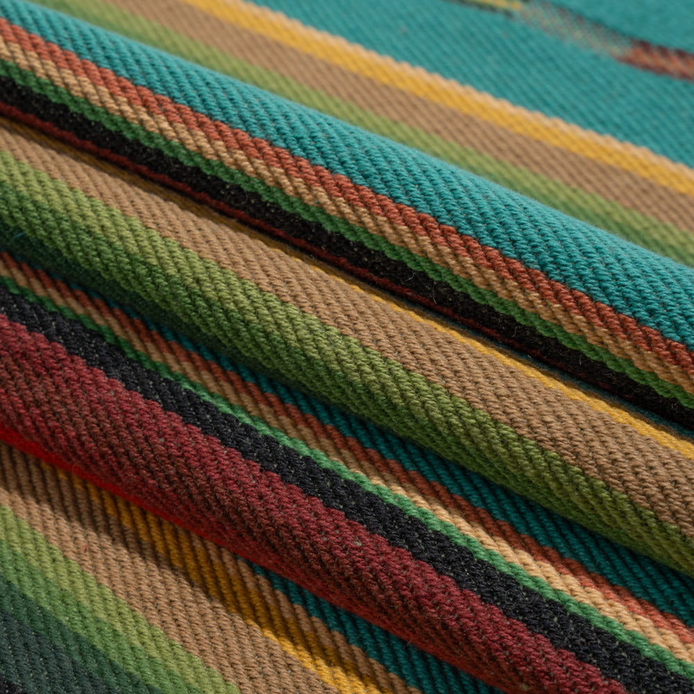 Arizona Turquoise, Red and Green Striped Cotton Twill Arizona Turquoise, Red and Green Striped Cotton Twill