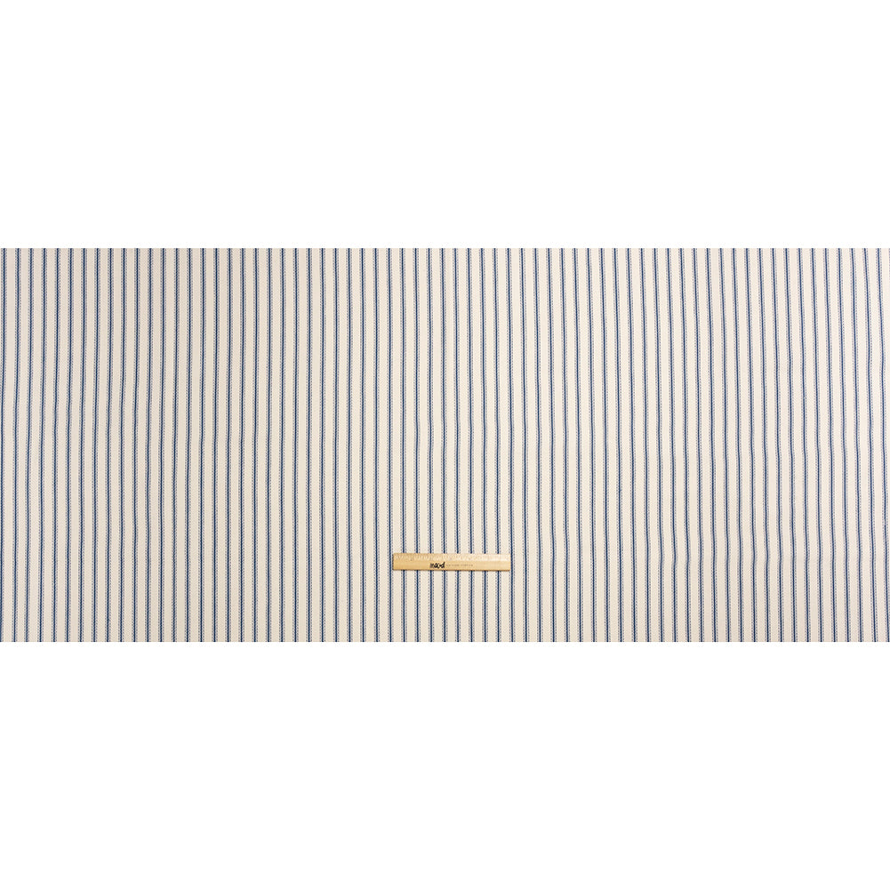 Navy on White Ticking Stripes Cotton Herringbone Twill Full Navy on White Ticking Stripes Cotton Herringbone Twill Full