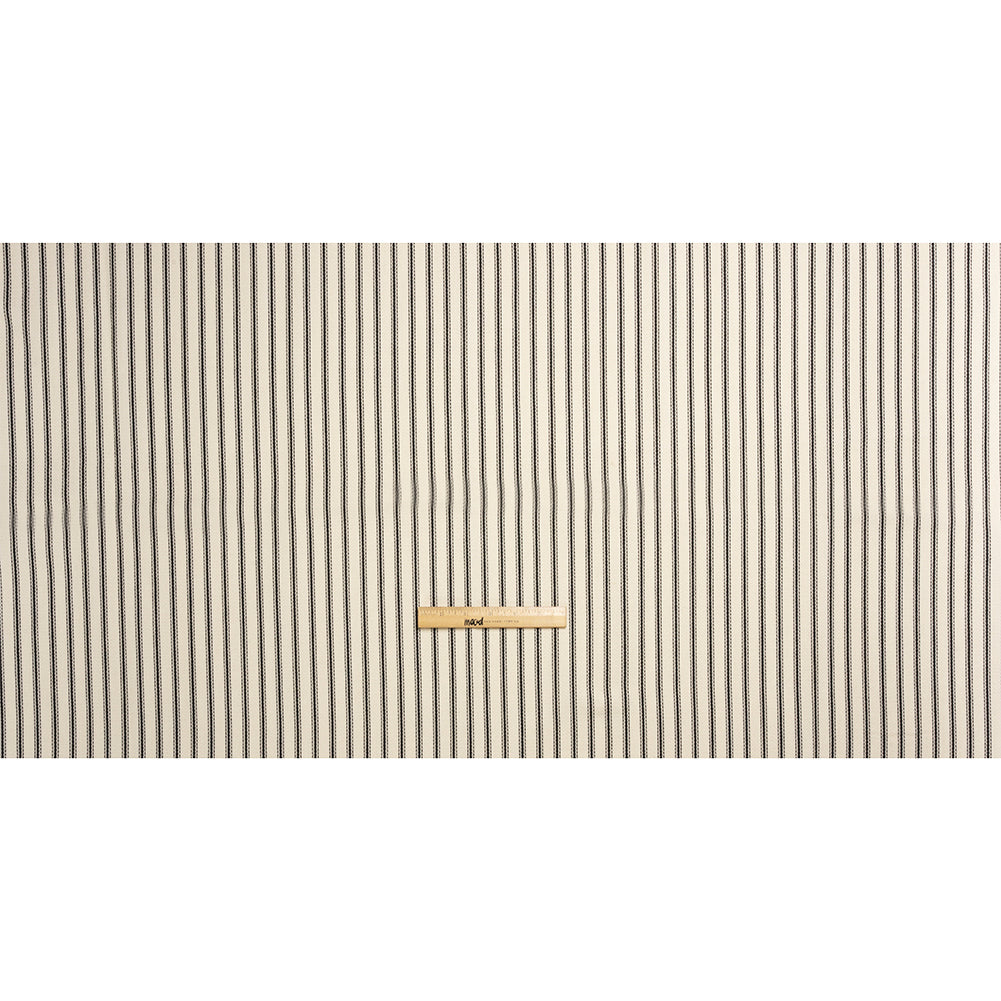 Black on White Ticking Stripes Cotton Herringbone Twill Full Black on White Ticking Stripes Cotton Herringbone Twill Full
