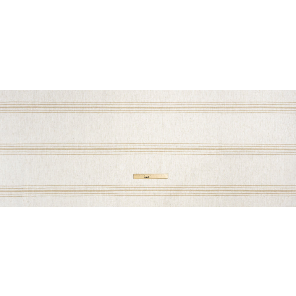 Crypton Sand on White Striped Stain Resistant Polyester and Linen Chenille Upholstery Woven Full Crypton Sand on White Striped Stain Resistant Polyester and Linen Chenille Upholstery Woven Full