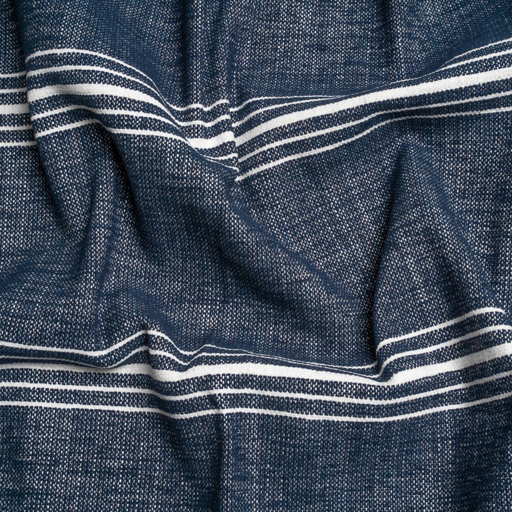 Crypton Indigo Striped Stain Resistant Polyester and Linen Chenille Upholstery Woven Crypton Indigo Striped Stain Resistant Polyester and Linen Chenille Upholstery Woven