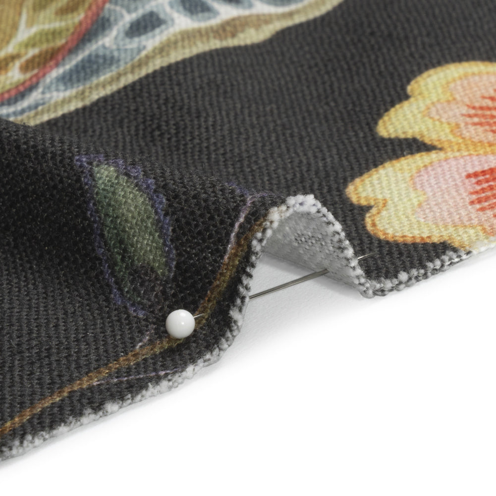 Shale, Red and Orange Floral Slubbed Cotton Woven Detail Shale, Red and Orange Floral Slubbed Cotton Woven Detail