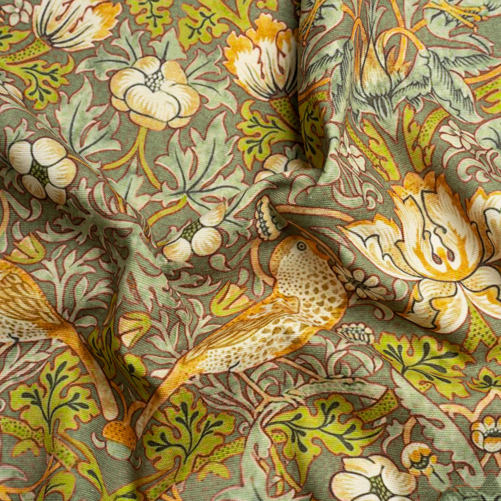 Green Strawberry Thief Printed Micro Chenille Green Strawberry Thief Printed Micro Chenille