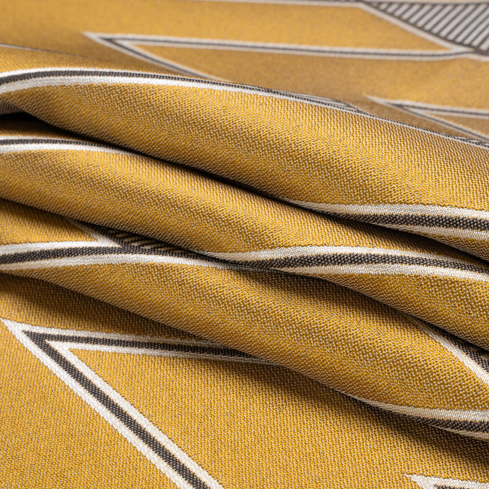 Gold, Charcoal and Gray Deco Diamonds Polyester Jacquard Folded Gold, Charcoal and Gray Deco Diamonds Polyester Jacquard Folded