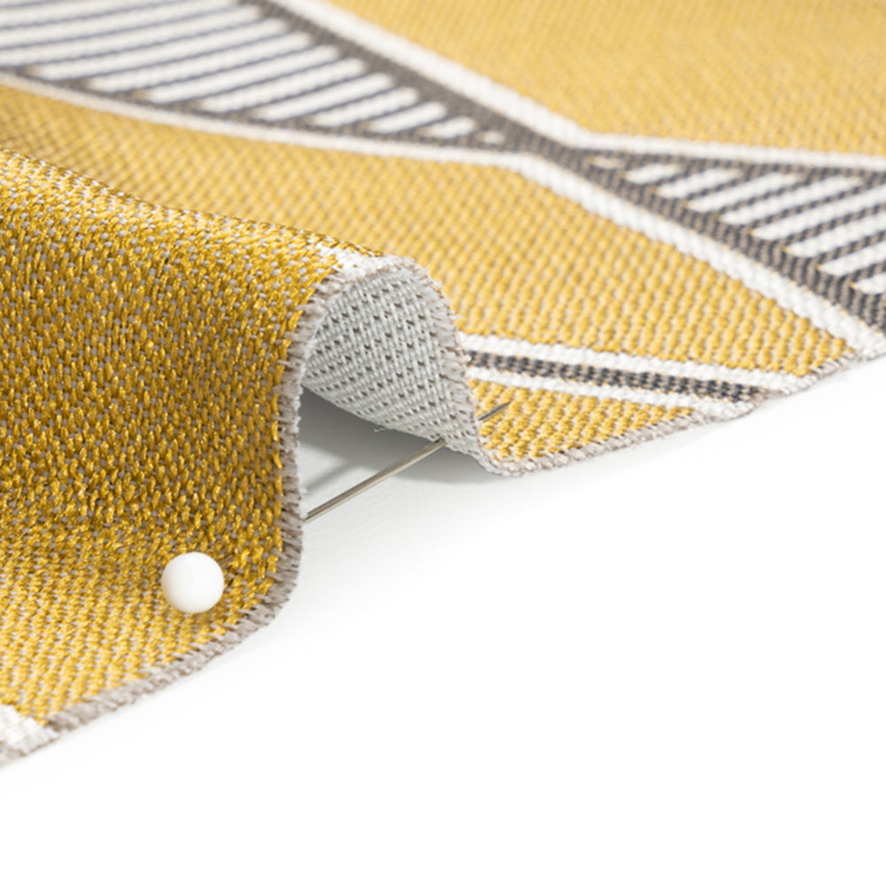Gold, Charcoal and Gray Deco Diamonds Polyester Jacquard Detail Gold, Charcoal and Gray Deco Diamonds Polyester Jacquard Detail
