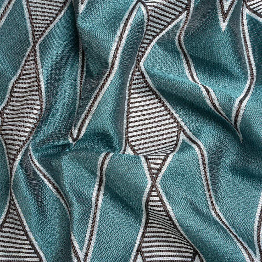 Teal, Charcoal and Gray Deco Diamonds Polyester Jacquard Teal, Charcoal and Gray Deco Diamonds Polyester Jacquard