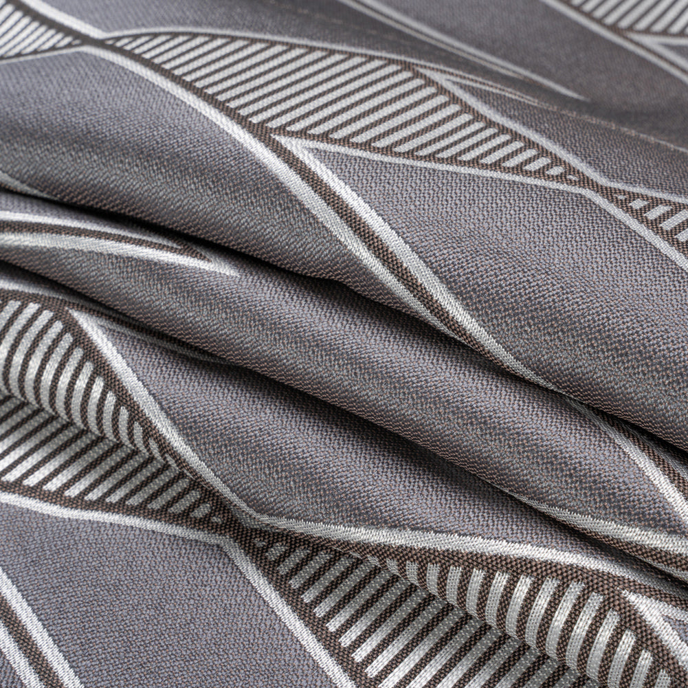 Silver, Charcoal and Gray Deco Diamonds Polyester Jacquard Folded Silver, Charcoal and Gray Deco Diamonds Polyester Jacquard Folded